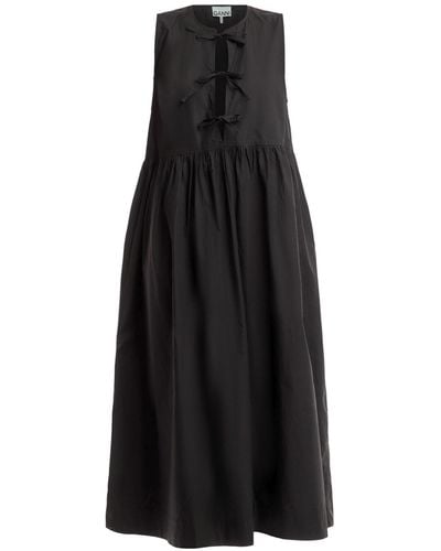 Ganni Women's Cotton Poplin Midi Dress - Black