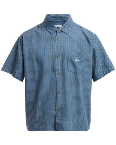 Obey Men's Short Sleeve Bigwig Woven Shirt - Blue