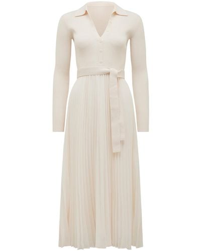 Forever New Women's Maeve Pleat Hem Polo Collar Knit Dress - White