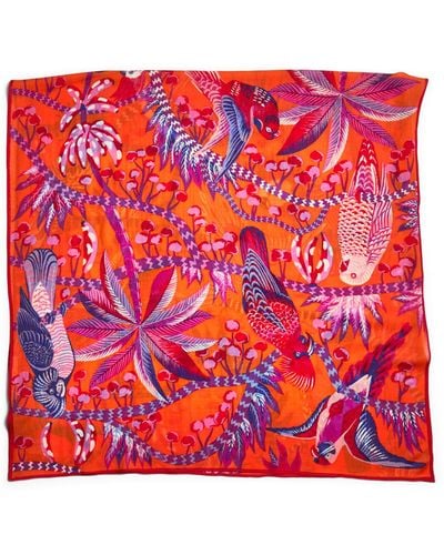 Inoui Edition Women's Birds Wool Scarf - Red