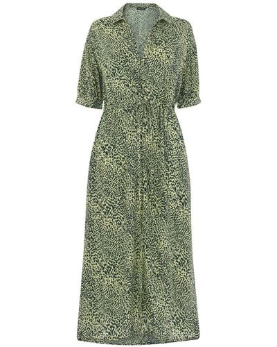 Whistles Women's Diagonal Leopard Print Dress - Green
