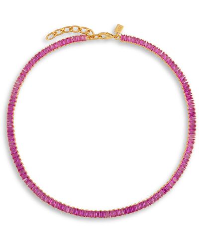 Crystal Haze Jewelry Women's Baguette Necklace - Pink