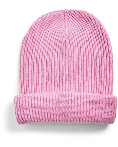 Rosie Sugden Women's Cashmeretriple Turn Up Ribbed Beanie - Pink