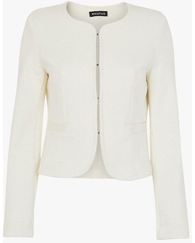 Whistles Women's Collarless Jersey Jacket - White