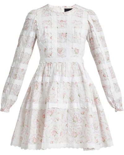 Needle & Thread Women's Vintage Ditsy Sophia Long Sleeve Micro Mini Dress - White