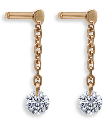La Brune Et La Blonde Women's 360° Mini Pendant Diamond Earrings 18k Gold - White