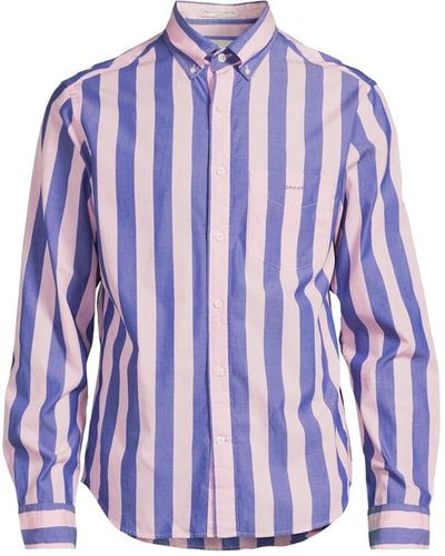 GANT Men's Parasol Regular Fit Striped Poplin Shirt - Purple