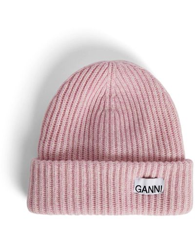 Ganni Structured Rib Beanie - Pink