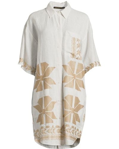 Kori Women's Linen Aeolis Midi Shirt Dress - White
