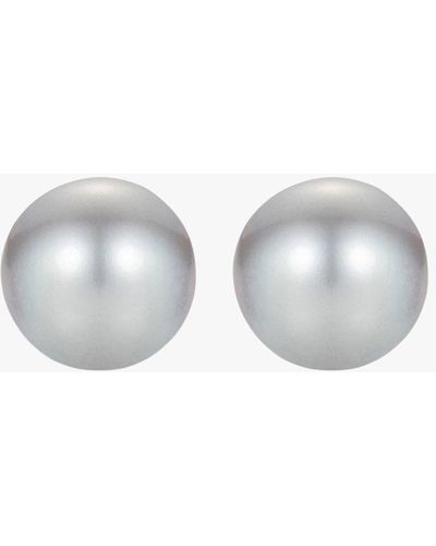 Claudia Bradby Silver Button Pearl Studs - White