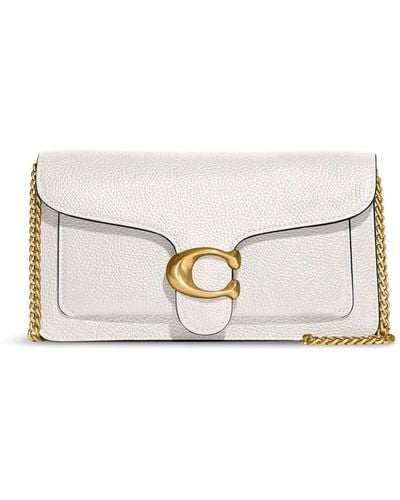 COACH Tabby Chain Leather Clutch Bag - Natural