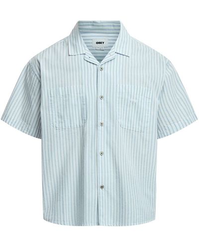 Obey Men's Short Sleeve Bigwig Stripe Shirt - Blue