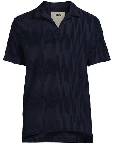 Oas Men's Glitch Polo Terry Shirt - Blue