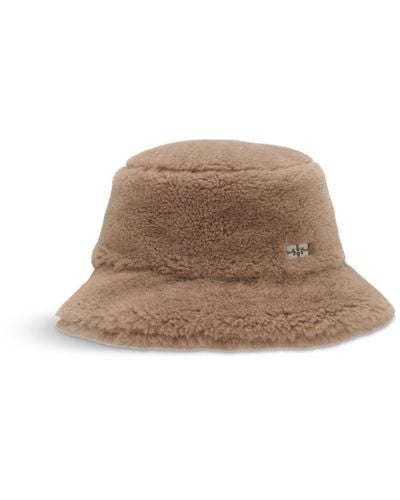 Ganni Women's Recycled Fur Tech Bucket Hat - Brown