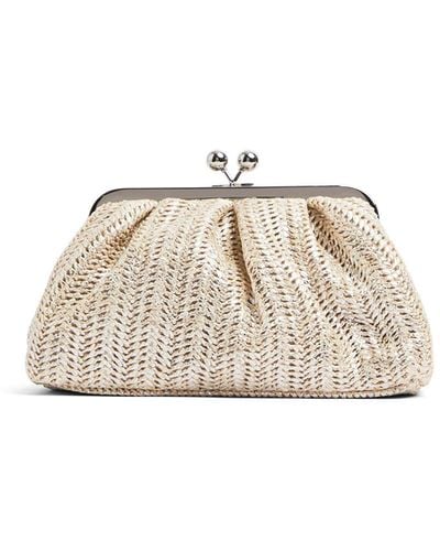 Anna Cecere Women's Top Clip Small Clutch With Chain Strap - Natural