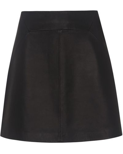 Whistles Women's Leather A Line Skirt - Black