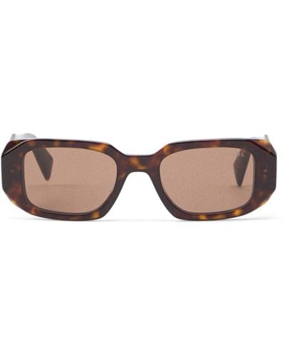 Prada Women's Pr 17ws Slim Frame Acetate Geometric Arm Sunglasses - Brown