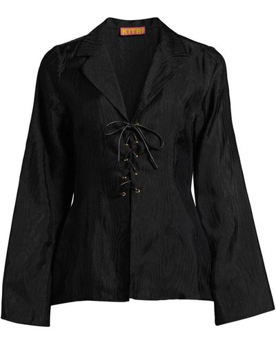 Kitri Women's Caprice Tie Front Top - Black