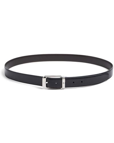 Montblanc Men's Rectangular Shiny Stainless Steel Pin Buckle Belt - White