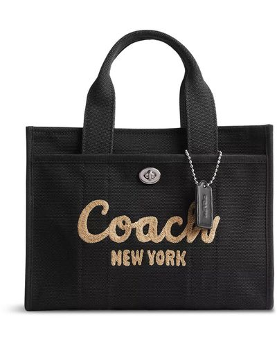 COACH Logo-embroidered Detachable-strap Canvas Tote Bag - Black