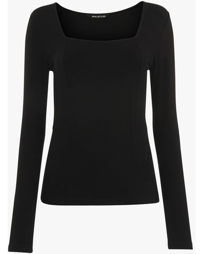 Black Square Neck Long Sleeve Top, WHISTLES