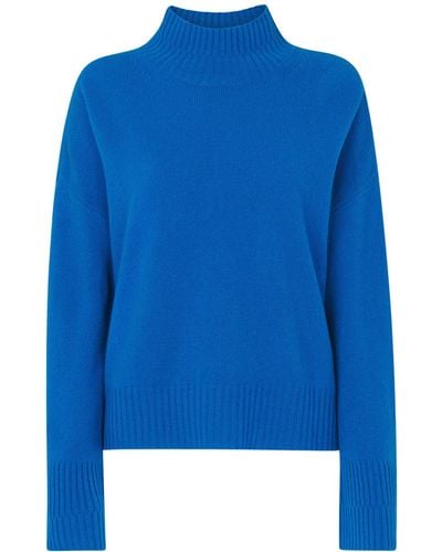 Whistles Women's Wool Double Trim Funnel Neck - Blue