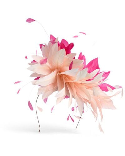 Vixen Women's Button Beret With Goose Feathers Fascinator - Pink
