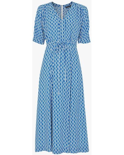 Whistles Geometric-print Woven Midi Dress - Blue