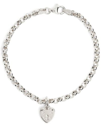 Tilly Sveaas Women's Small Padlock Heart On Belcher Chain Bracelet - Metallic