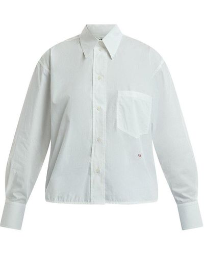 Victoria Beckham Women's Cropped Long Sleeve Shirt - White