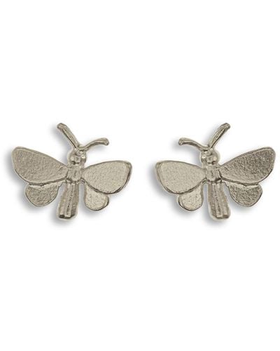 Alex Monroe Women's Tiny Butterfly Stud Earrings - White