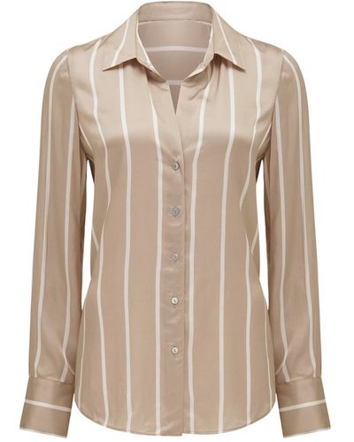 Forever New Women's Harvey Notched Neck Satin Shirt - Natural