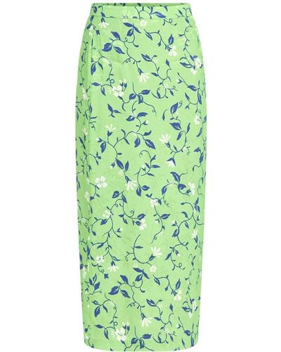 Kitri Women's Laurel Vine Print Midi Skirt - Green
