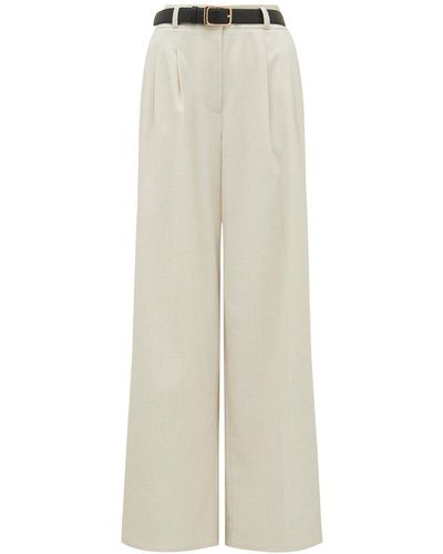 Forever New Women's Edweena Belted Wide Leg Trousers - White