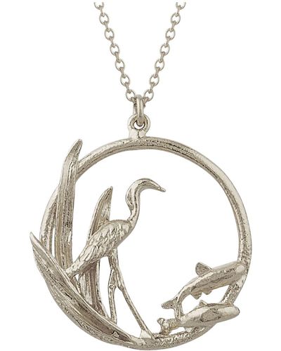 Alex Monroe Women's The Heron And The Fish Loop Necklace - Metallic