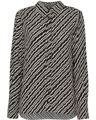 Whistles Women's Diagonal Ripple Print Shirt - Grey