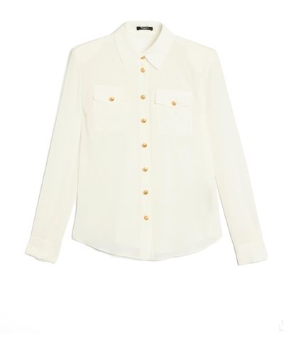 Balmain Women's Silk Crepe De Chine Shirt - White