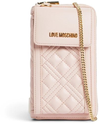 Love Moschino Women's Quilted Phone Crossbody - Pink