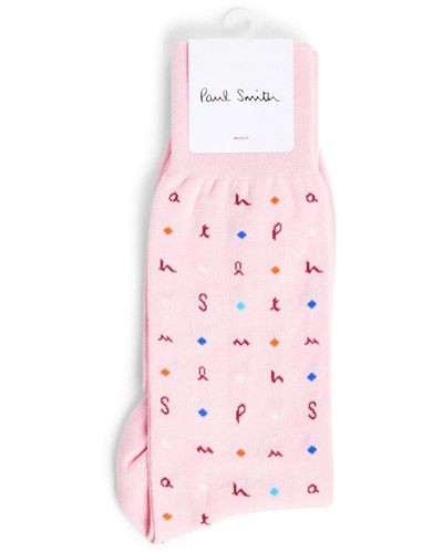 Paul Smith Men's Sock Ernest Letters - Pink