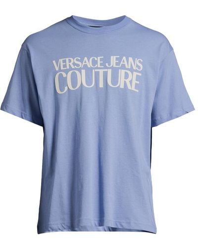 Versace Men's Spellout Tee - Blue