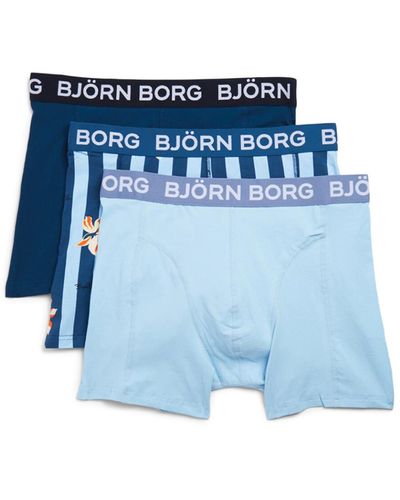 Björn Borg Men's Cotton Stretch Boxer 3 Pack - Blue