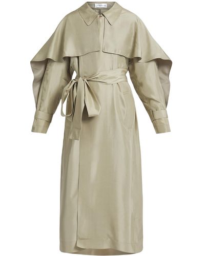 Victoria Beckham Women's Pleated Back Fluid Trench - Natural