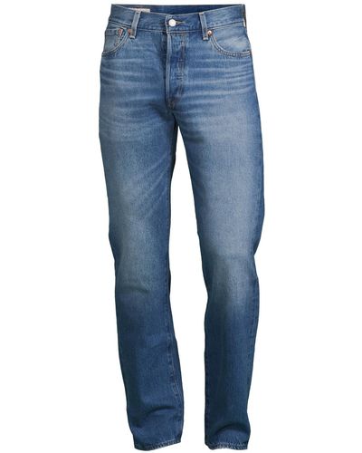Levi's Men's 501 Straight Fit 54 Medium Indigo Jeans - Blue