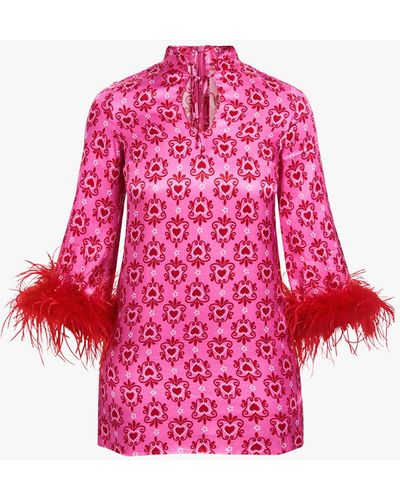 Kitri Women's Carlotta Heart Print Mini Dress - Pink