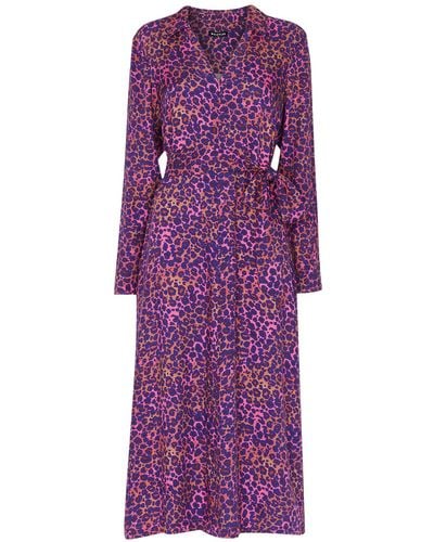 Whistles Women's Mottled Leopard Midi Dress - Purple
