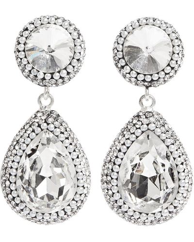 SORU Women's Teardrop Crystal Earrings - White