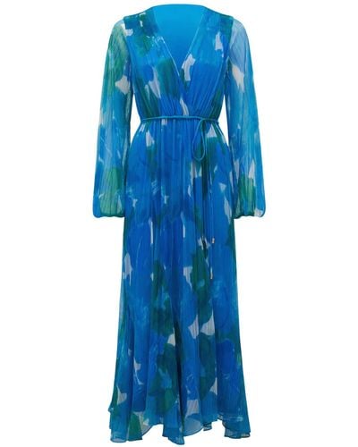 Forever New Women's August Printed Plisse Midi Dress - Blue