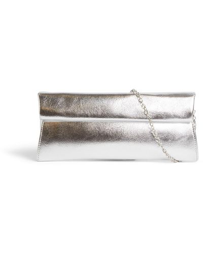 Anna Cecere Women's Metallic Flap Small Clutch Bag Gold - White