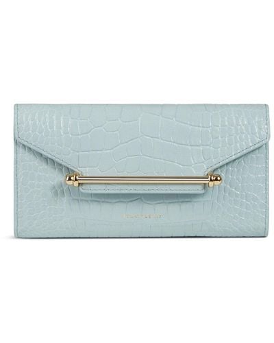 Strathberry Women's Multrees Wallet On A Chain Embossed Croc/grain - Blue