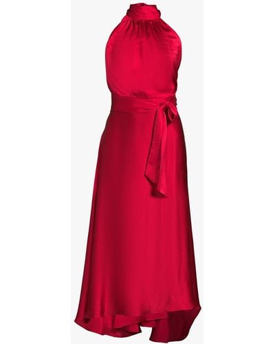 HARMUR Women's Midi Wrap Dress - Red